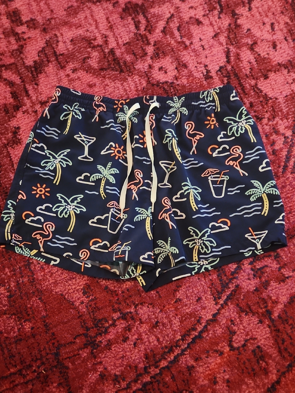 chubbies Navy Tropical Neon Print Swim Shorts